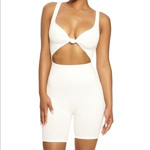 Naked Wardrobe White Unitard (Love U Knot Romper)